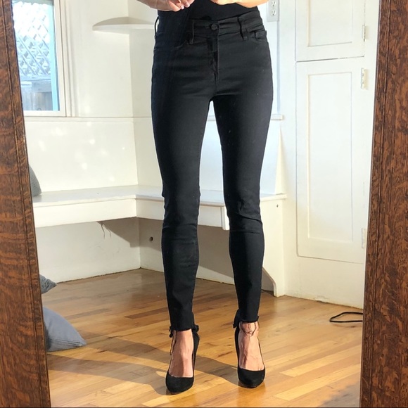 Le Skinny de Jeanne Raw Stagger Hem Jeans 28 blk - Picture 2 of 6